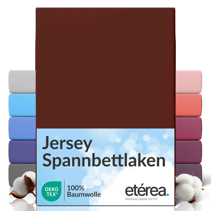 etérea Jersey Spannbettlaken 180x200cm - 200x200cm Bordeaux bis 25 cm Höhe - 100% Baumwolle Comfort