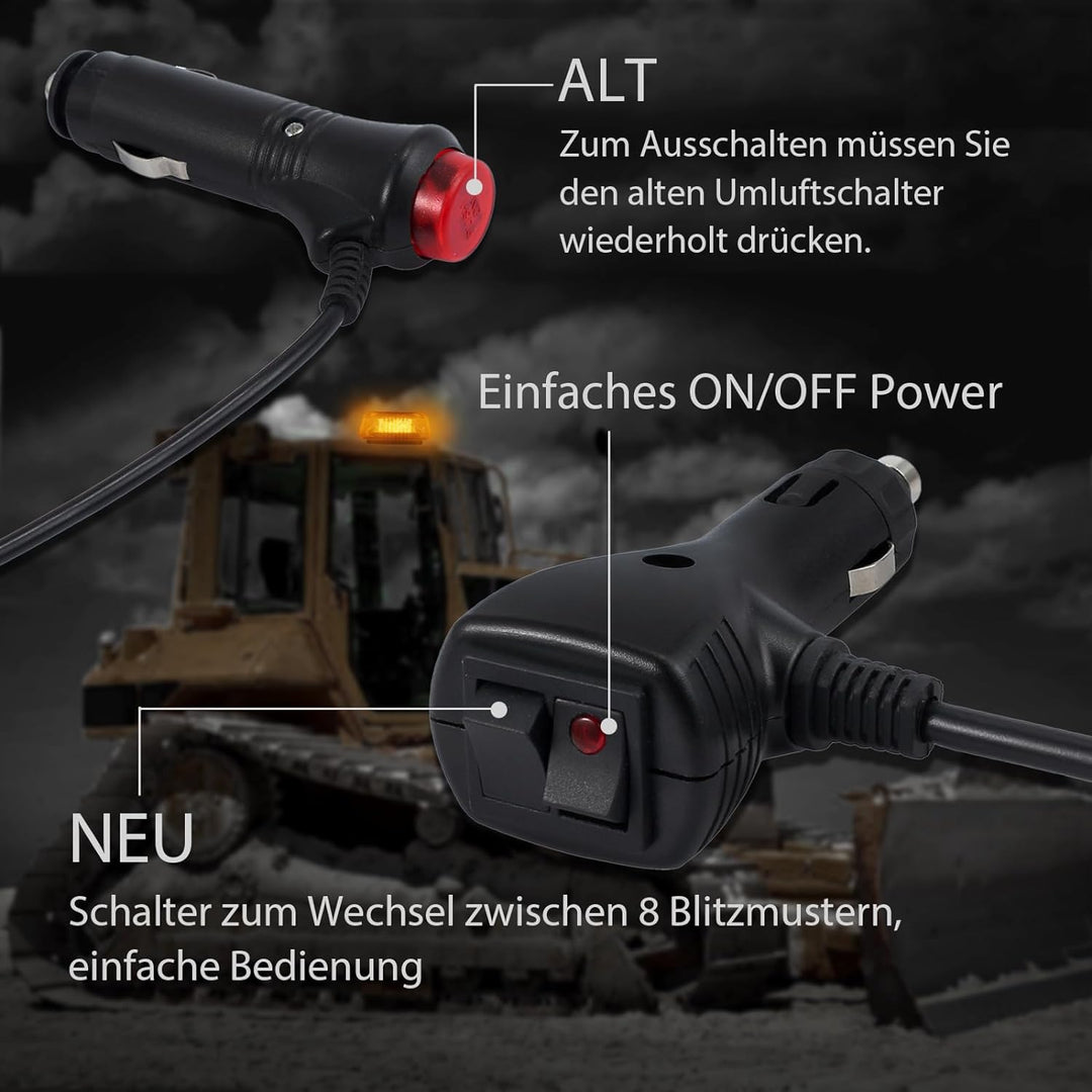 PROZOR 72LED Notfall Warnblitzlicht mit E-Mark, 18W 12V/24V Rundumleuchte IP67 Wasserdicht 8 Blitzmo