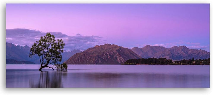 Wanddeko See Bild Kunstdruck modern Landsdchaft Violett 90x30 cm Deko Paneel 90x30 cm Violett_c, Dek