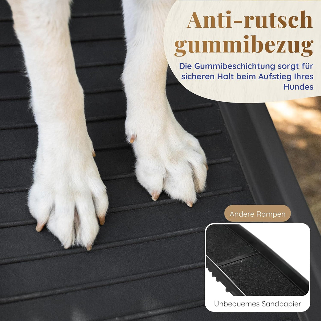 Hunderampe Auto Klappbar – 174 cm Lang & 38 cm Breit – rutschfeste Gummi Rampe für grosse Hunde – St