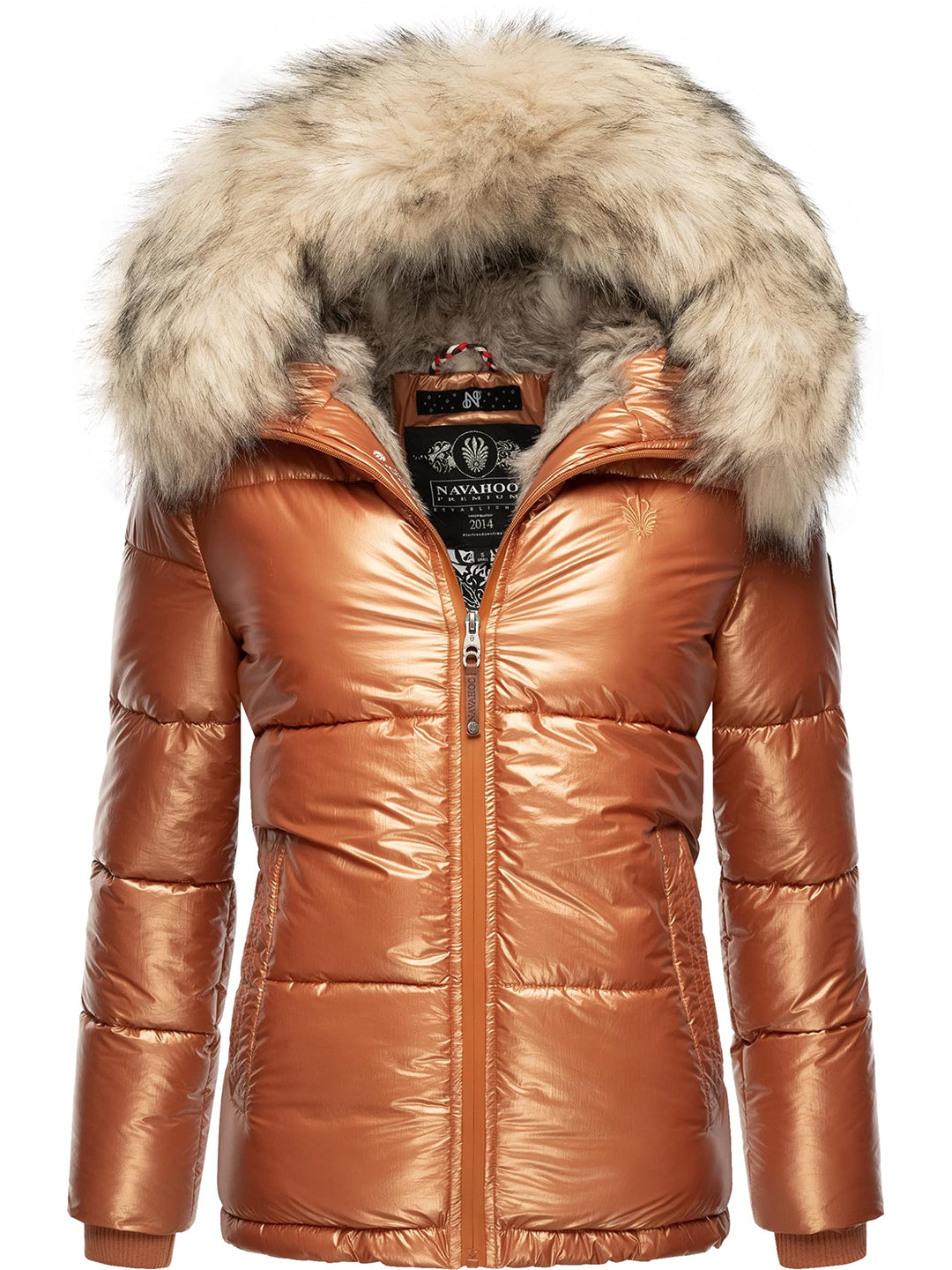 Navahoo Damen Winterjacke Steppjacke warm mit Kunstfellkapuze Tikunaa XS-XL S Rusty Cinnamon, S Rust