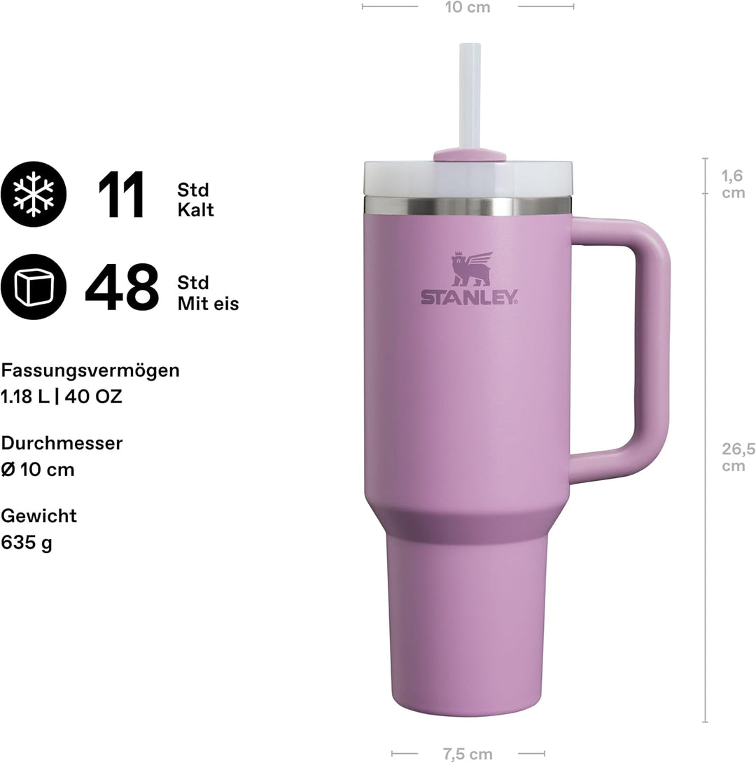 STANLEY Quencher H2.0 FlowState Trinkflasche mit Strohhalm 1.2L - Thermobecher Kühlt 11 Stunden - 48