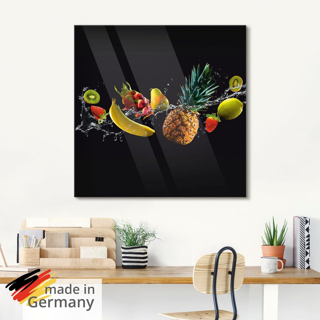ARTland Glasbilder Wandbild Glas Bild einteilig 50x50 cm Quadratisch Küchenbilder Obst Früchte Kiwi