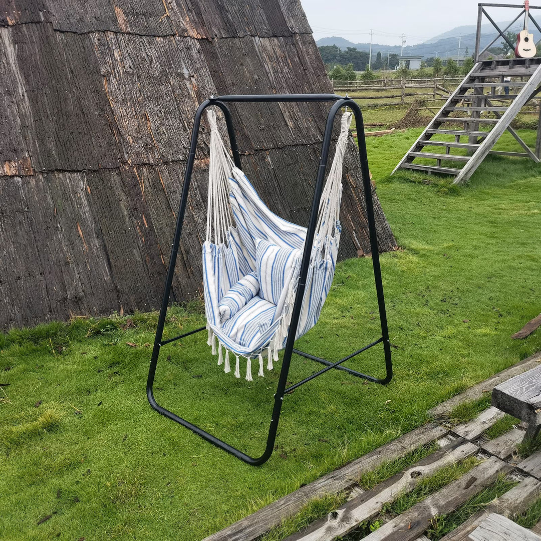 CCLIFE Hängesessel mit Gestell Kissen Hängeschaukel Hängestuhl Bis 100kg Indoor & Outdoor Garten Hän