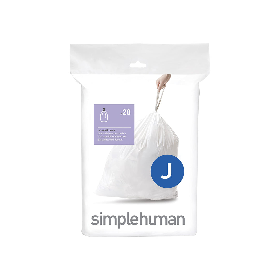 simplehuman CW0169 Code J passgenaue Müllbeutel, 30-45 Liter, Packung mit 20, weisser Kunststoff Wei