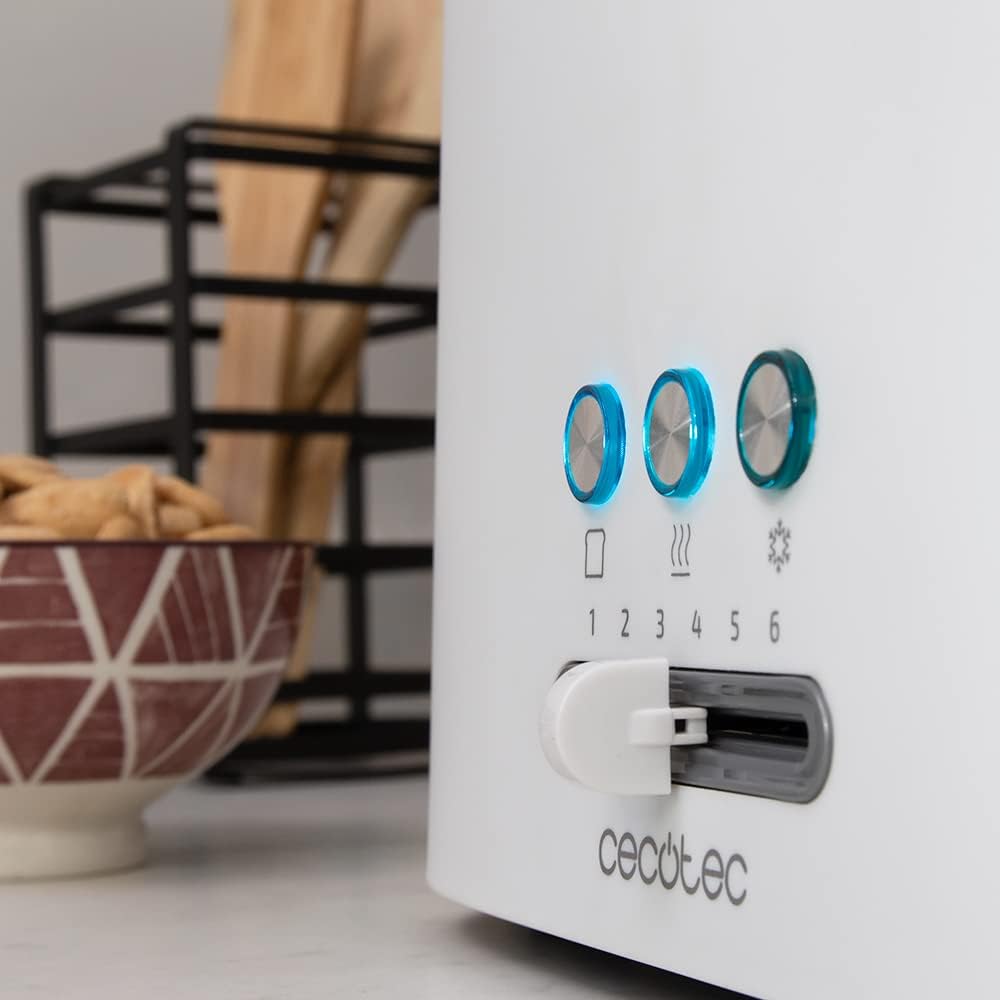 Cecotec Toaster Toast&Taste 9000 Doppel White aus Plastik mit 2 extra breiten kurzen Schlitzen Weiss