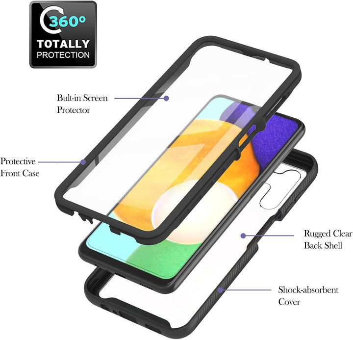 Kompatibel mit Motorola Moto E15/G25/G15/G05 Hülle, 360° Grad vollschutz Stossfest Handyhülle Transp