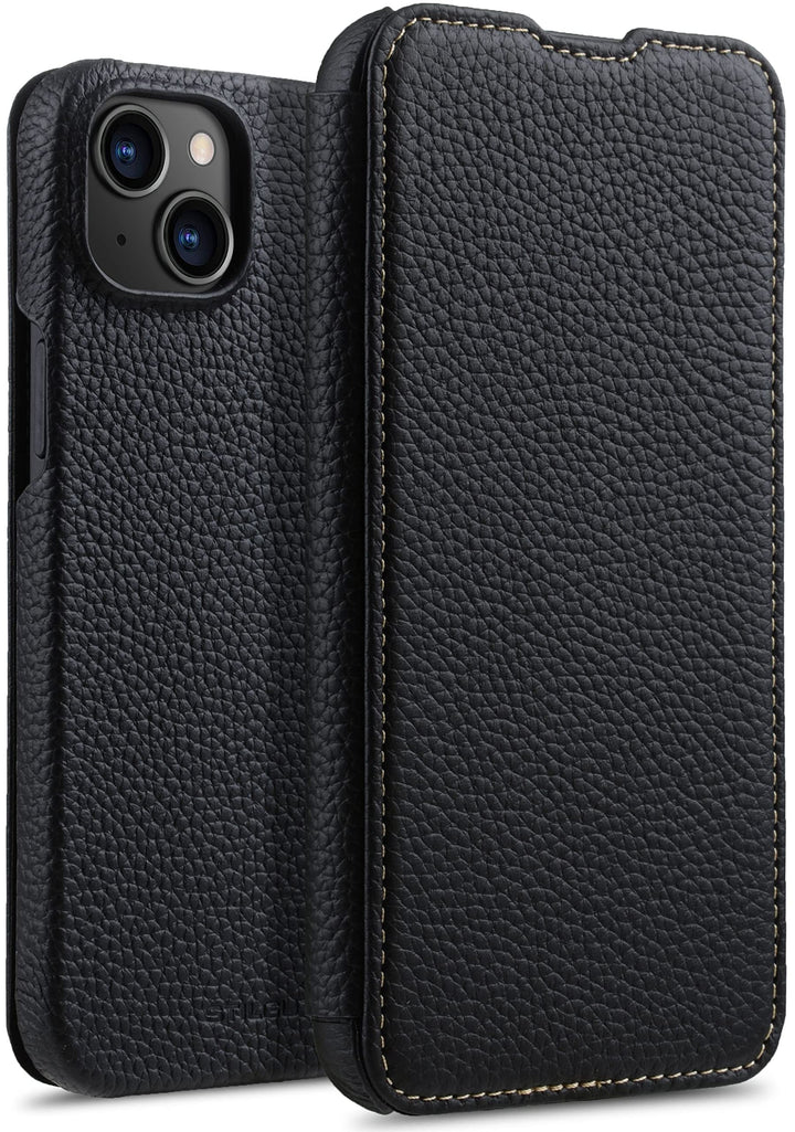 STILGUT Book Case kompatibel mit iPhone 14 Plus (6.7") Hülle aus Leder zum Klappen, Klapphülle, Hand