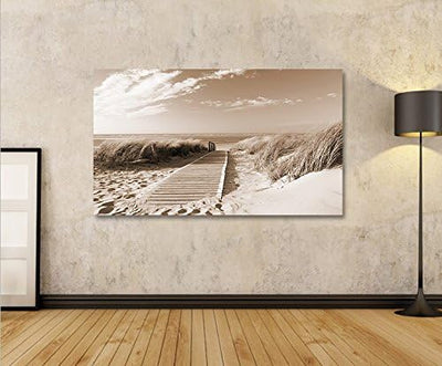 islandburner Bild Bilder auf Leinwand Strand Sepia Nordseestrand Langeoog 1p XXL Poster Leinwandbild