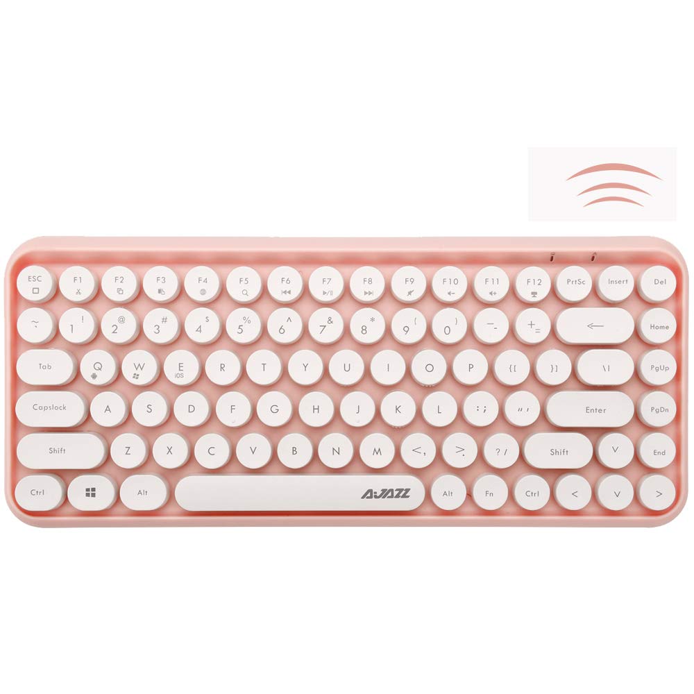 FELiCON 308i Kabellose Retro Tastatur, Bluetooth Silent Cute Computer Tastatur mit Runder Punk Taste