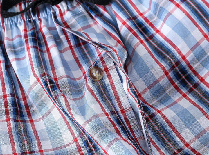 MoFiz Herren Kurze Pyjamahose Baumwolle Schlafshorts Karierte Schlafanzughose Freizeithose Karo Loun