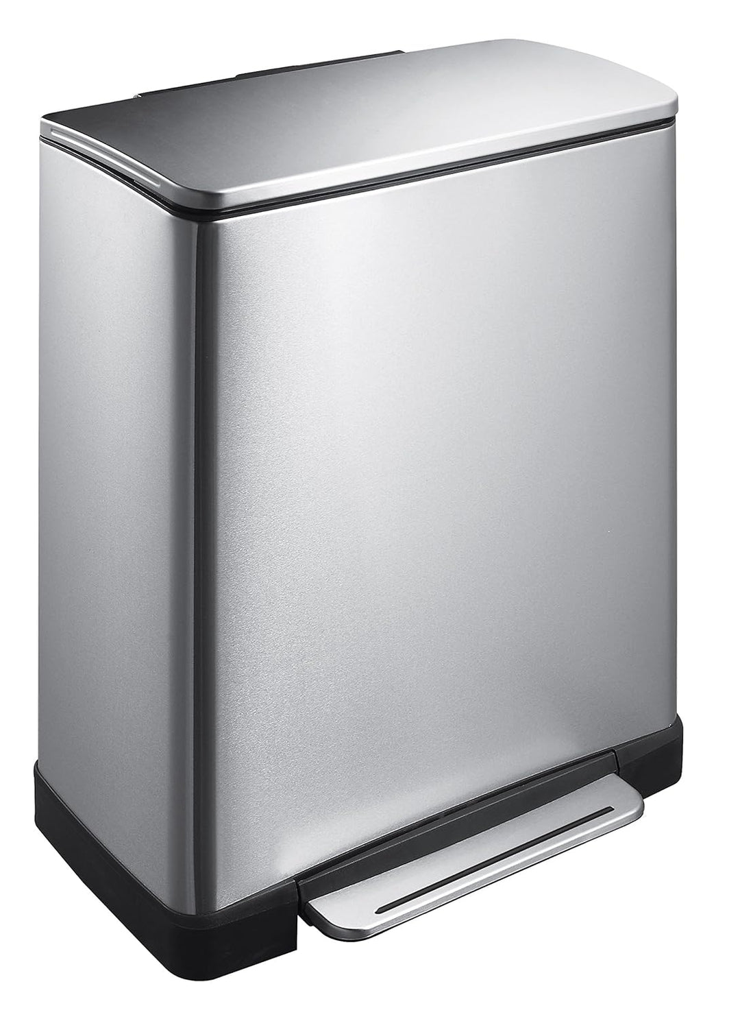 EKO E-Cube Tretmülleimer 50L Edelstal (34.5 x 50 x 65 cm, Dämpfer-System, Fingerabdruck frei, Stay-O