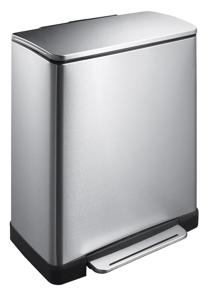 EKO E-Cube Tretmülleimer 50L Edelstal (34.5 x 50 x 65 cm, Dämpfer-System, Fingerabdruck frei, Stay-O