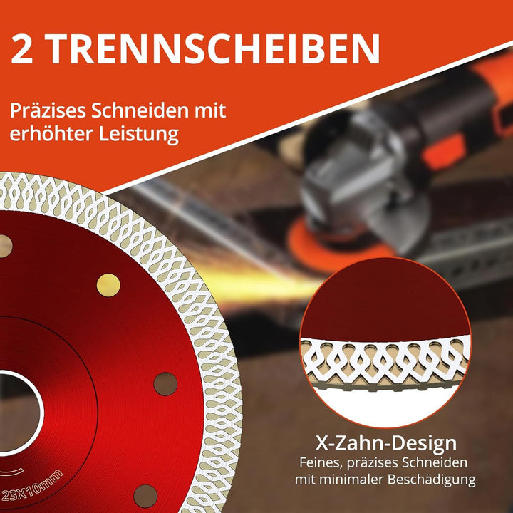 GETLITOOL 11tlg Diamant Fliesenbohrer Set 6-68mm, 125mm Trennscheibe, Diamant Lochsägeset für Porzel