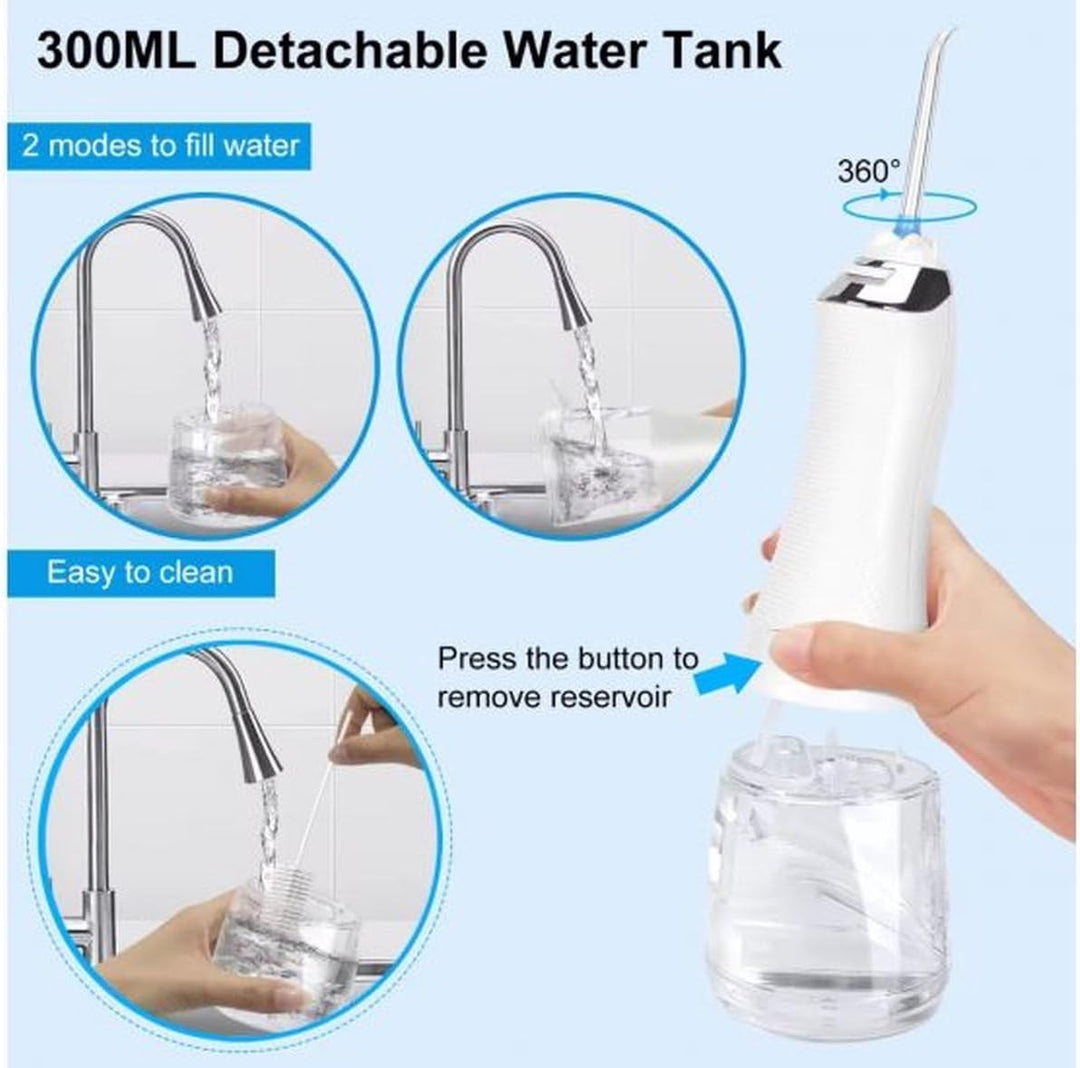 Hali-Q Kabellose Munddusche | Tragbare Munddusche | 5 Druckmodi (40 bis 140 psi) | 300 ml Wassertank