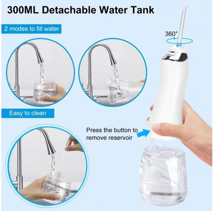 Hali-Q Kabellose Munddusche | Tragbare Munddusche | 5 Druckmodi (40 bis 140 psi) | 300 ml Wassertank