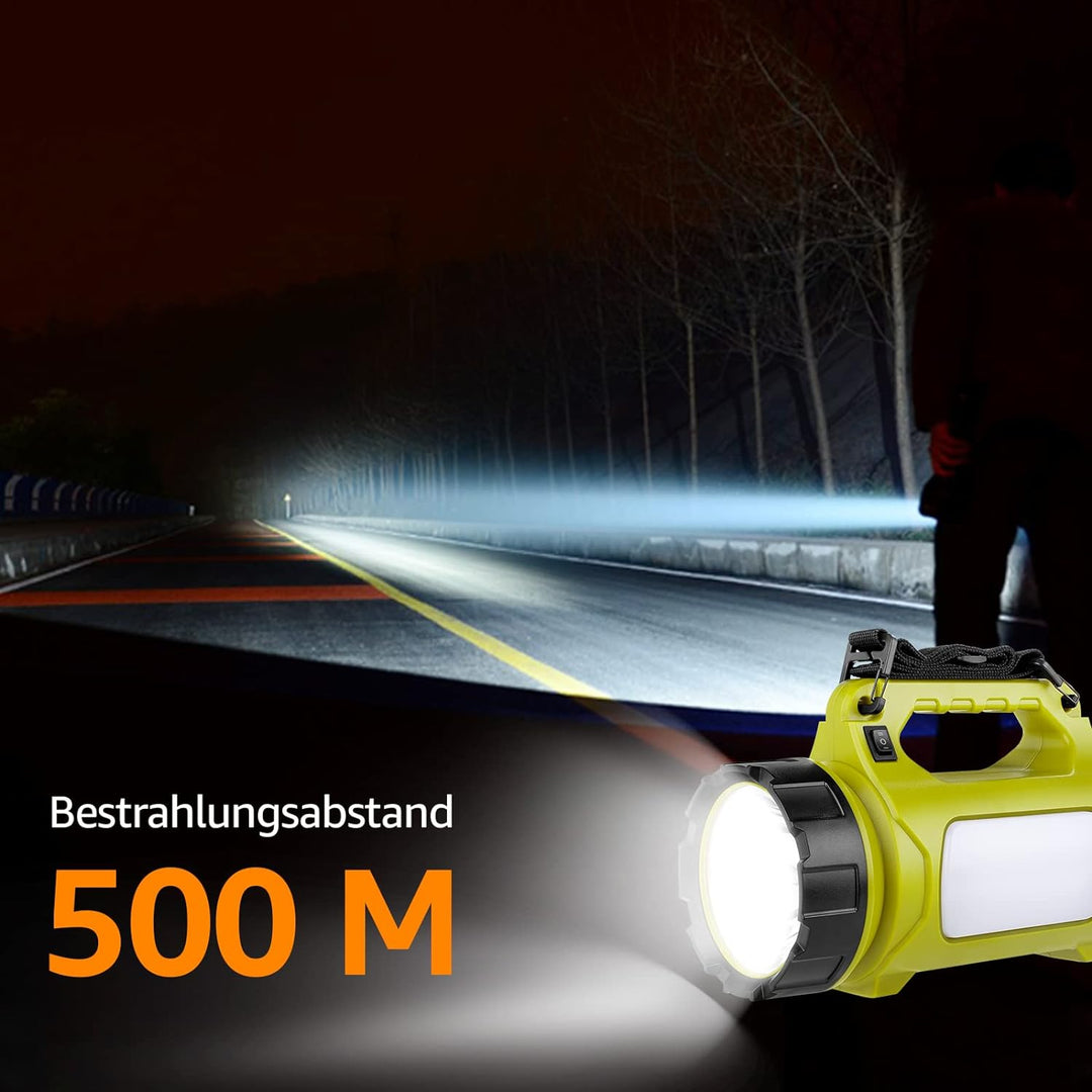 LE LED Handscheinwerfer, Taschenlampe Aufladbar CREE Akku Handlampe & Handstrahler mit Powerbank, 10