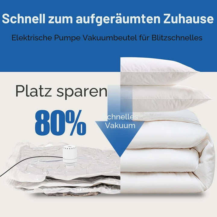 Vakuumbeutel für Kleidung mit Elektrische Luftpumpe, 6 Stück