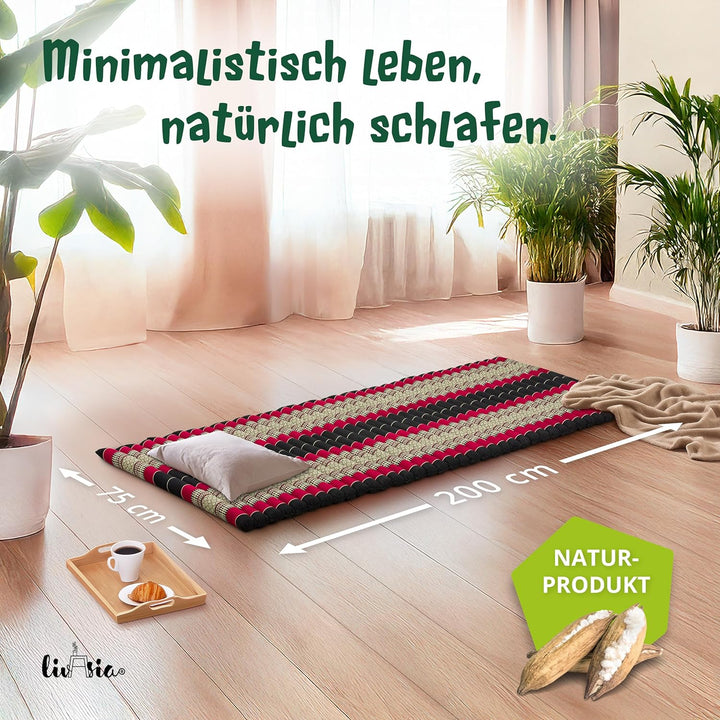 livasia Rollmatte Rollmatratze L-200x110x4,5cm, Gästebett Gästematratze 1 Person, Reisebett Kofferra