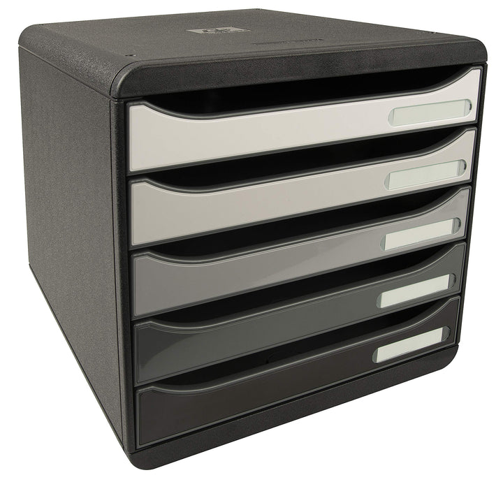 Exacompta 3097294D Premium Ablagebox mit 5 Schubladen für DIN A4+ Dokumente. Stapelbare Schubladenbo