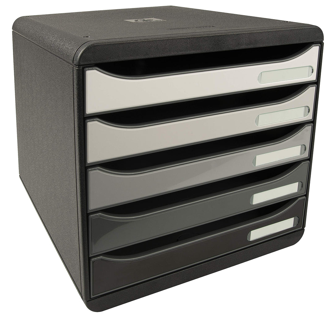 Exacompta 3087213D Ablagebox Glossy Querformat mit 5 Schubladen für DIN A+ Dokumente. Belastbare Sch