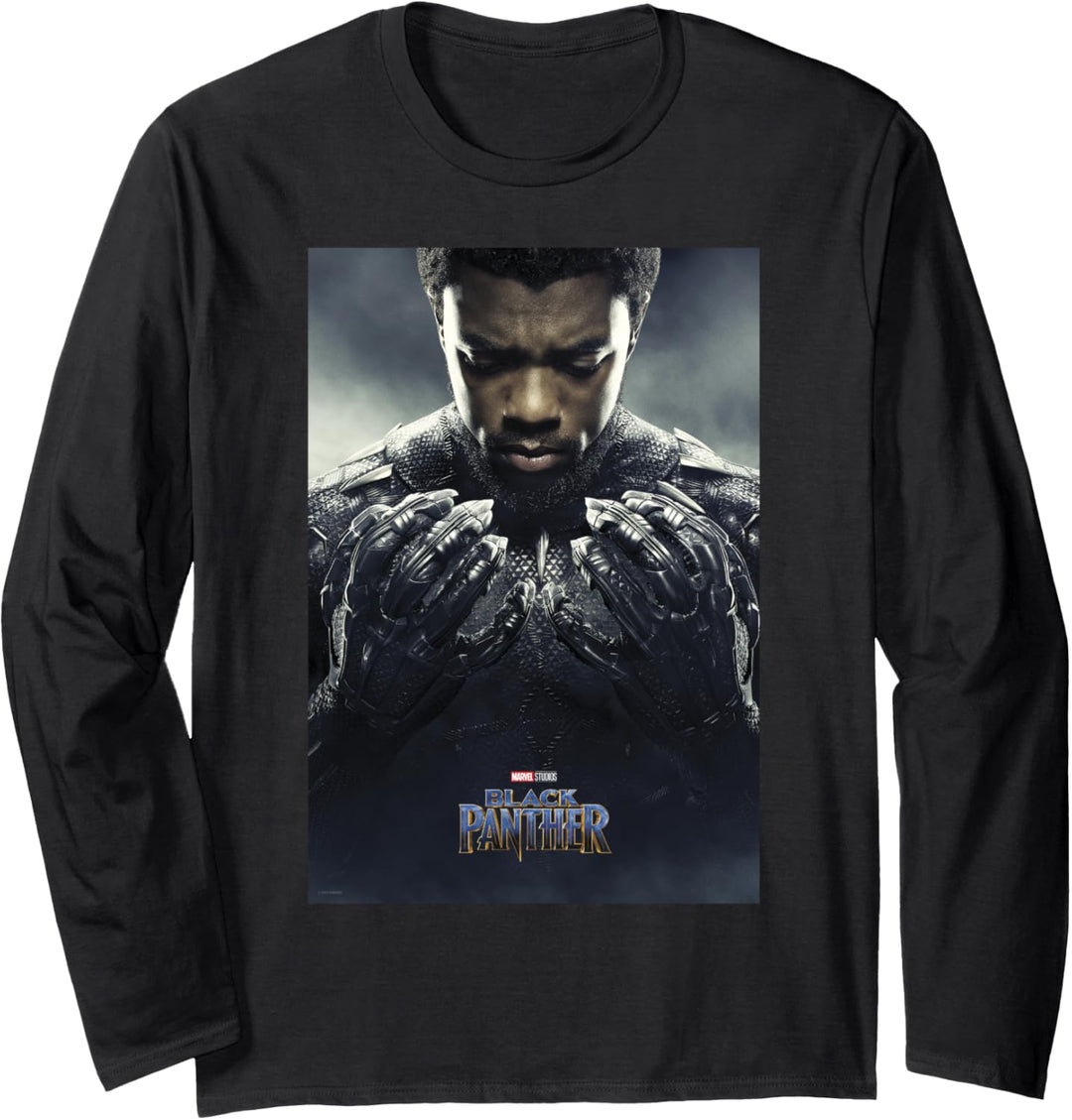 Marvel Black Panther Avengers T'Challa Poster Langarmshirt