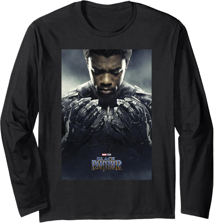 Marvel Black Panther Avengers T'Challa Poster Langarmshirt
