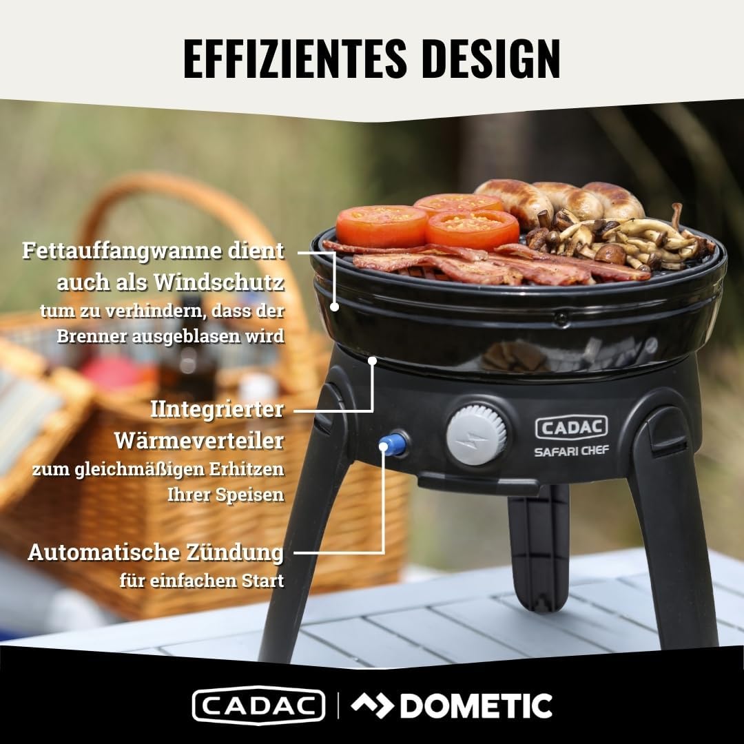 CADAC - Safari Chef 30 LP Camping Grill - 50mBar - Camping Grill Gas - Stahl, Aluminium und Kunststo