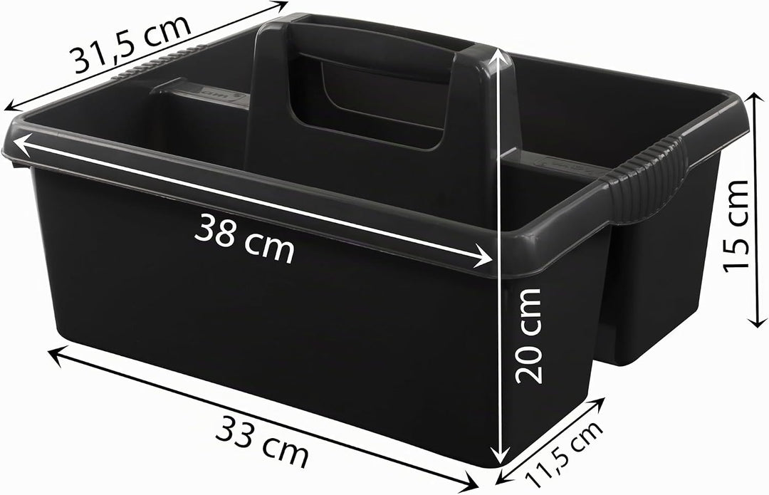 6x Tragbarer Organizer für Putzmittel 38x32x15 cm Schwarz Werkzeugträger Gartengerätekorb Schuhputzk