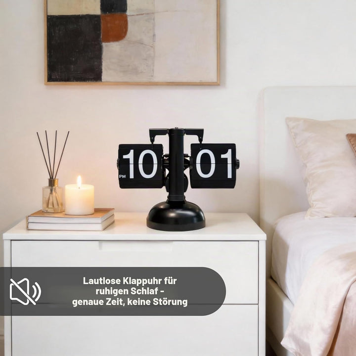 Natudeco Flip Clock Retro Flip Uhr Klappzahlenuhr Digitale Mechanische Tisch klappuhr Flip-Down-Uhr