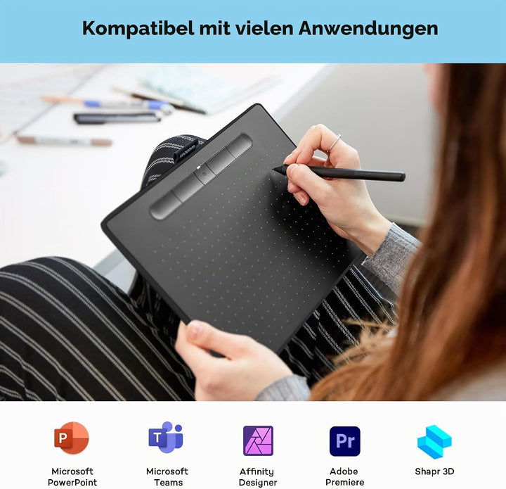 Wacom Intuos Comfort Plus Kabelgebundenes PB M – Grafiktablett (WiFi, Ethernet) CTL-6100WLK-S schwar