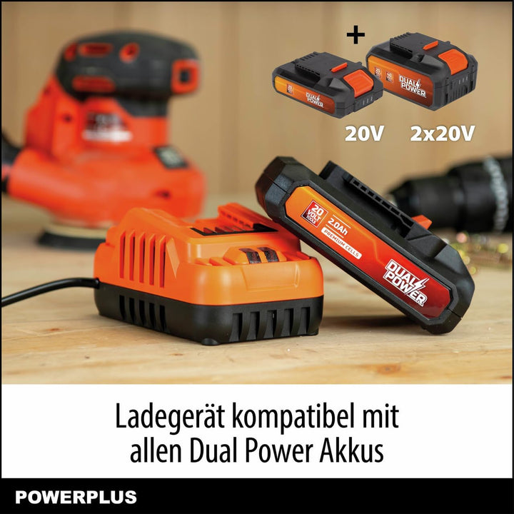 POWERPLUS Dual Power Akku- und Ladegerät-Set POWDP90620-20V, 2.0Ah Akku - für 20V Werkzeuge - 2A Lad