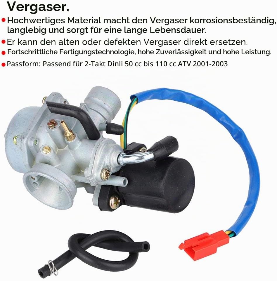Vergaser, Ersatz für Vergaservergaser, Passend für 2-Takt-Dinli 50 Cc 90 Cc 110 Cc ATV Quad-Zubehör