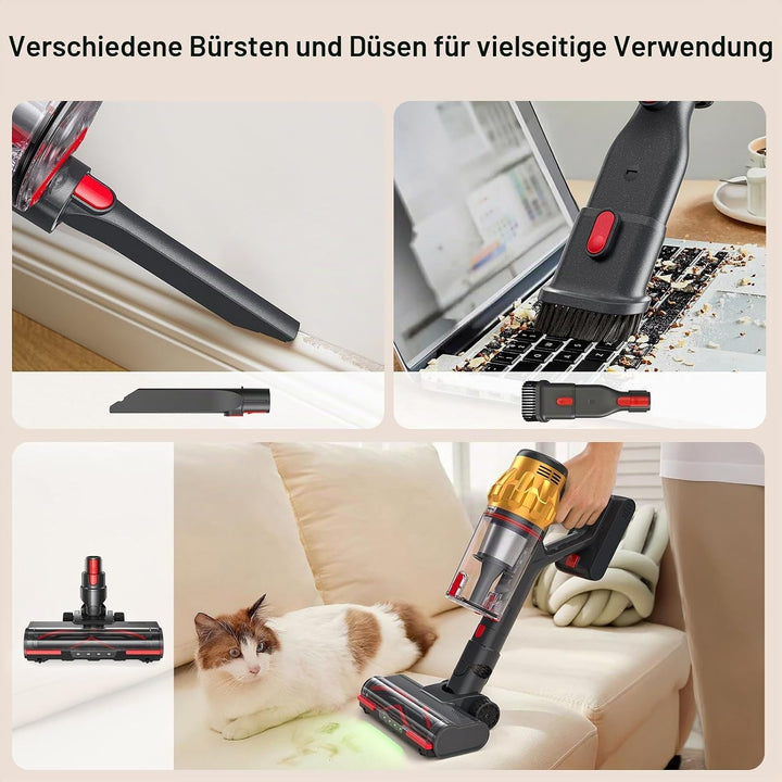 Lubluelu Akku-Staubsauger 50000Pa, kabellos mit Smart Display &amp; Anti-Tangle-Bodenbürste, leicht &amp; fl
