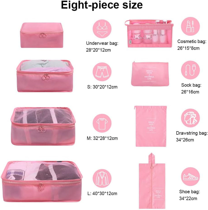 OSDUE Koffer Organizer Set 8-teilig, Packing Cubes, Wasserdichte Reise Kleidertaschen, Packtaschen f