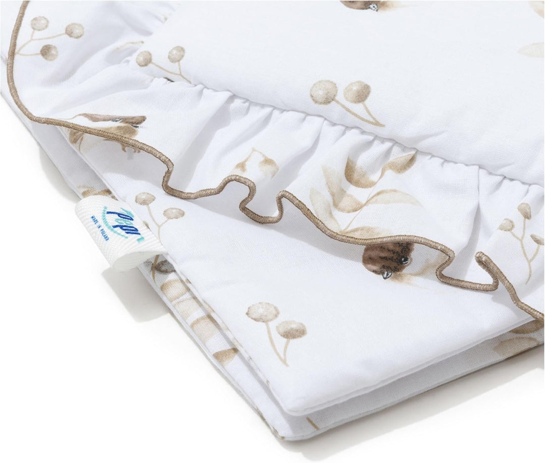 Pepi - Bettwäsche Weiss Rüschen - Kissen 30×40 und Bettdecke mit Füllung 75×100 - Musselin Bettwäsch