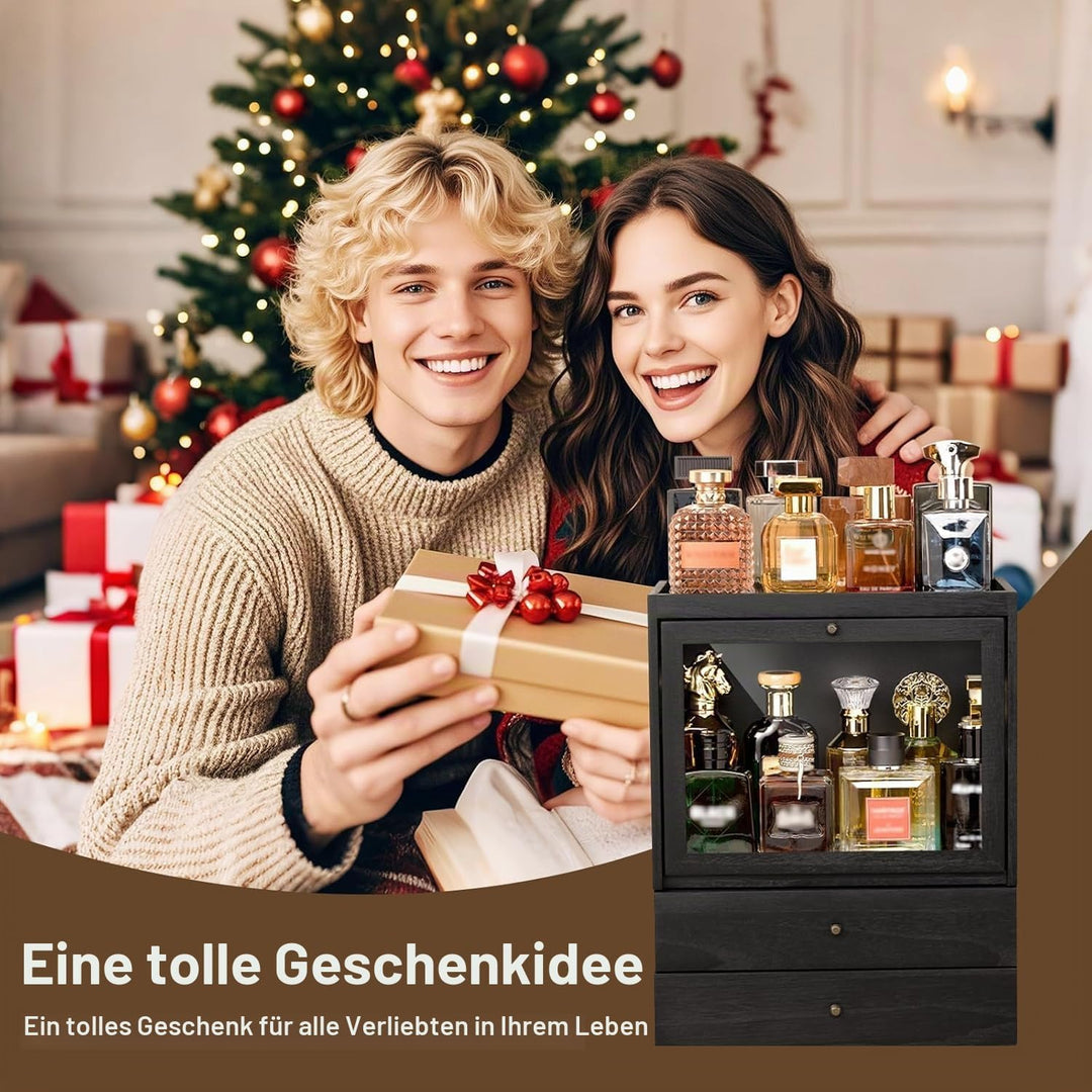 HoldOneLight Parfümregal für Herren, Parfüm-Organizer aus Massivholz für den Waschtisch, geräumiger,