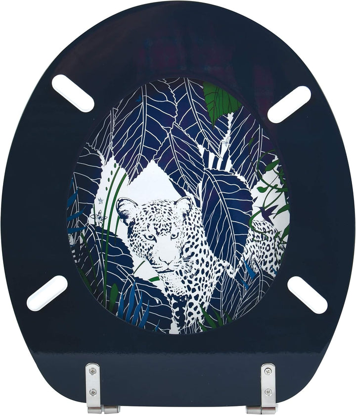 MSV WC Sitz Toilettendeckel MDF Holzkern "Rain Forest" Scharniere aus Edelstahl - hochwertige und st