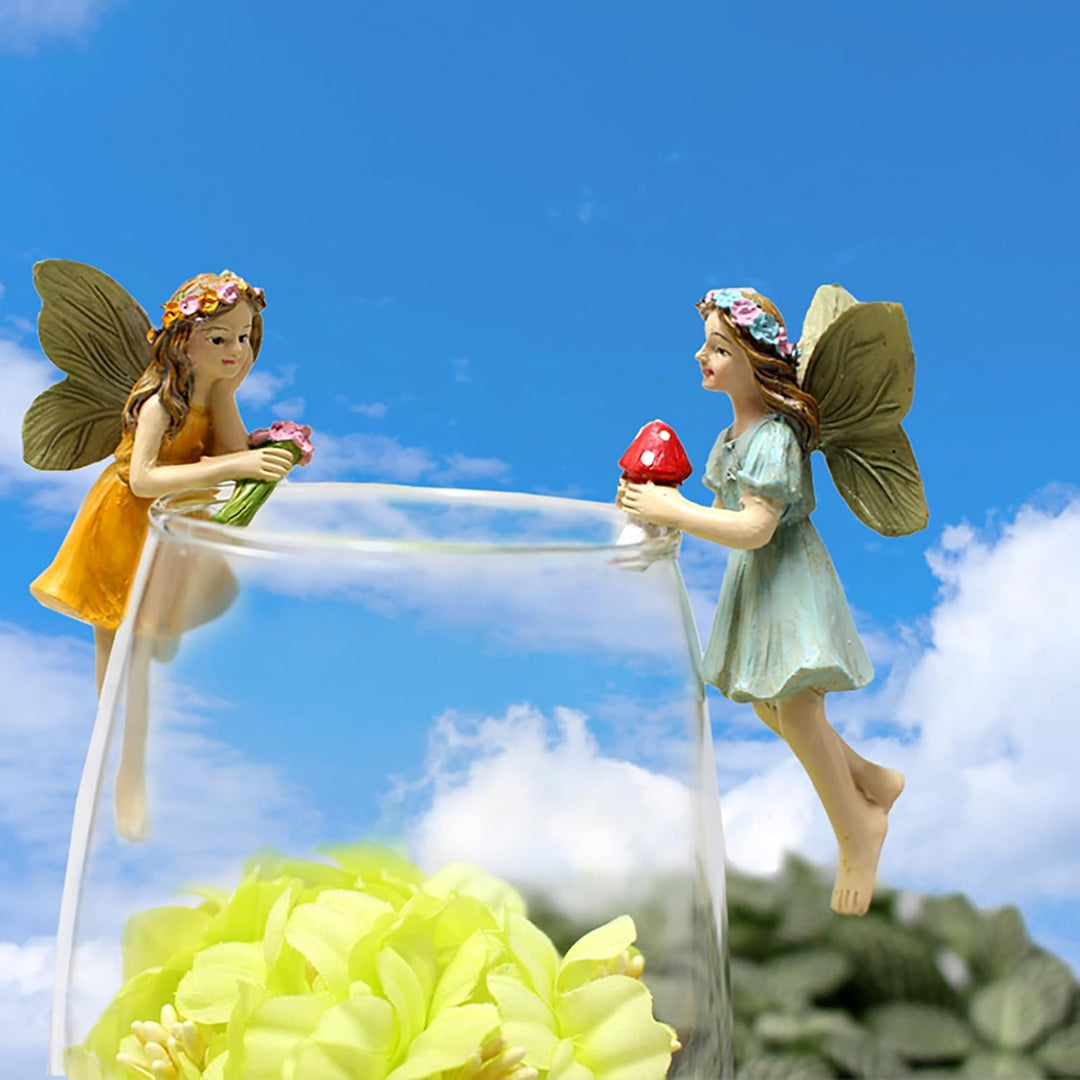 KOCNYDEY Elfen Figuren Garten Feengarten Zubehör Wichtel Figuren Miniatur Garten Feen Dekor Feenflüg