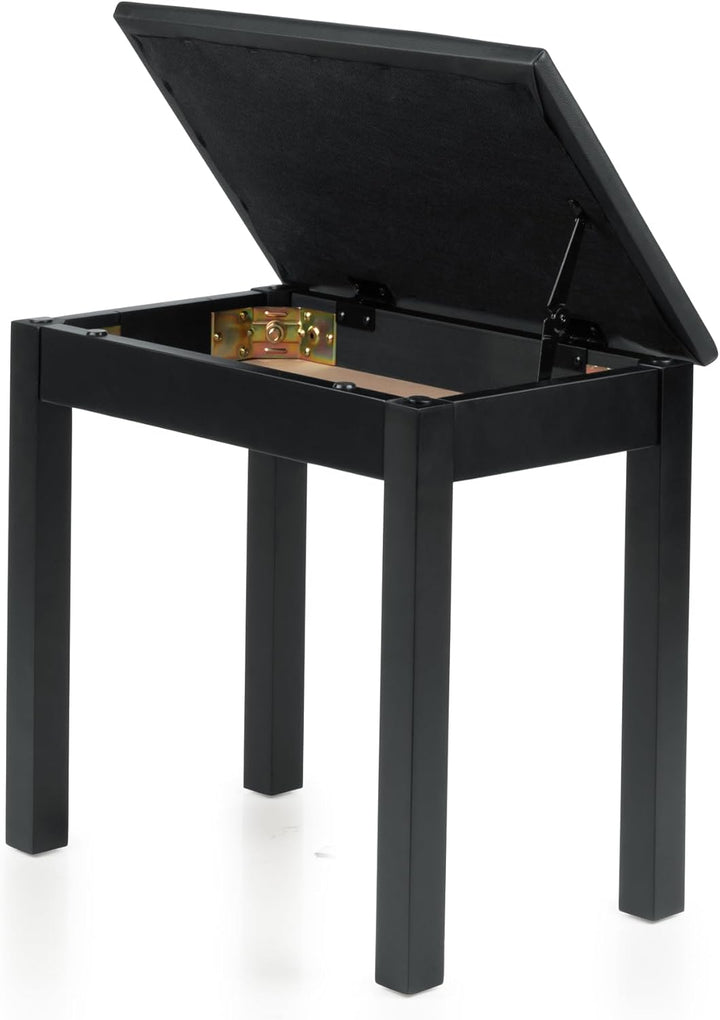 Gator Frameworks Deluxe-Keyboard- und Klavierbank aus Holz mit aufklappbarem Ablagefach; Schwarz (GF