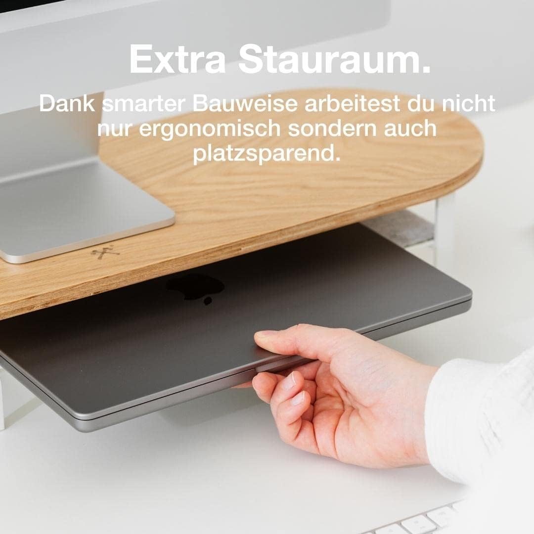 Woodcessories Monitorständer Holz 2 Monitore Eiche - Ergonomisch Schreibtisch Monitorerhöhung / Bild