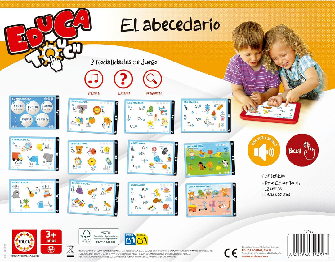 Educa 15435 Touch Junior Lernen Das Alphabet Lernspiel für Kinder, bunt, 30.5 x 23.4 x 6.1, Alphabet