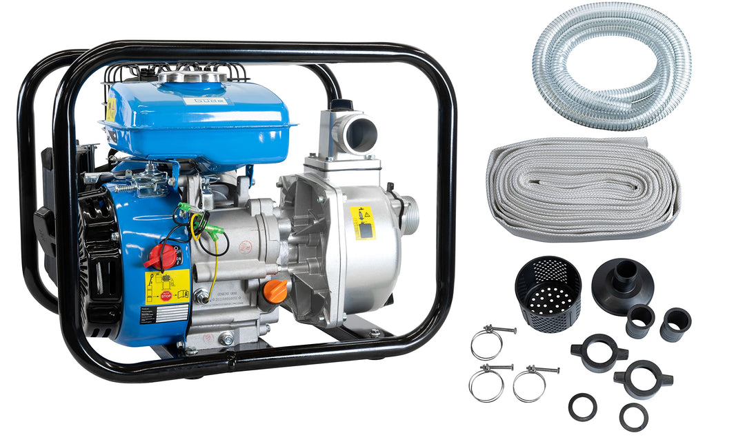Güde 94503 Motorpumpe-Set GMP 15.22 (4-Takt Motor, Fördervolumen: 15.000 l/h, max. Förderhöhe: 22 m,