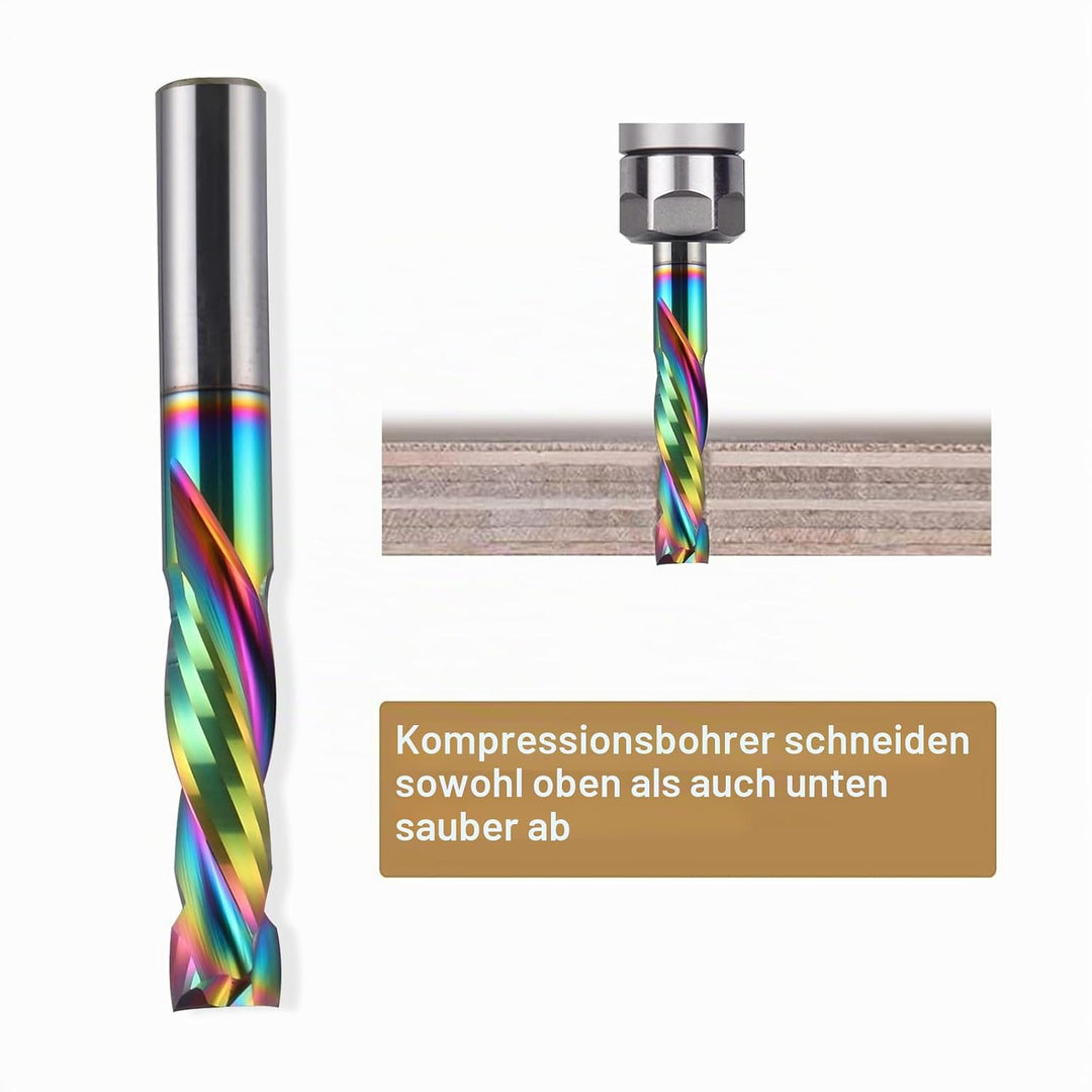 EU_HOZLY DLC-Beschichtung, Aufwärts- und Abwärtsschnitt, 2 Flöten, Spiralkarbid-Fräswerkzeug, CNC-Fr
