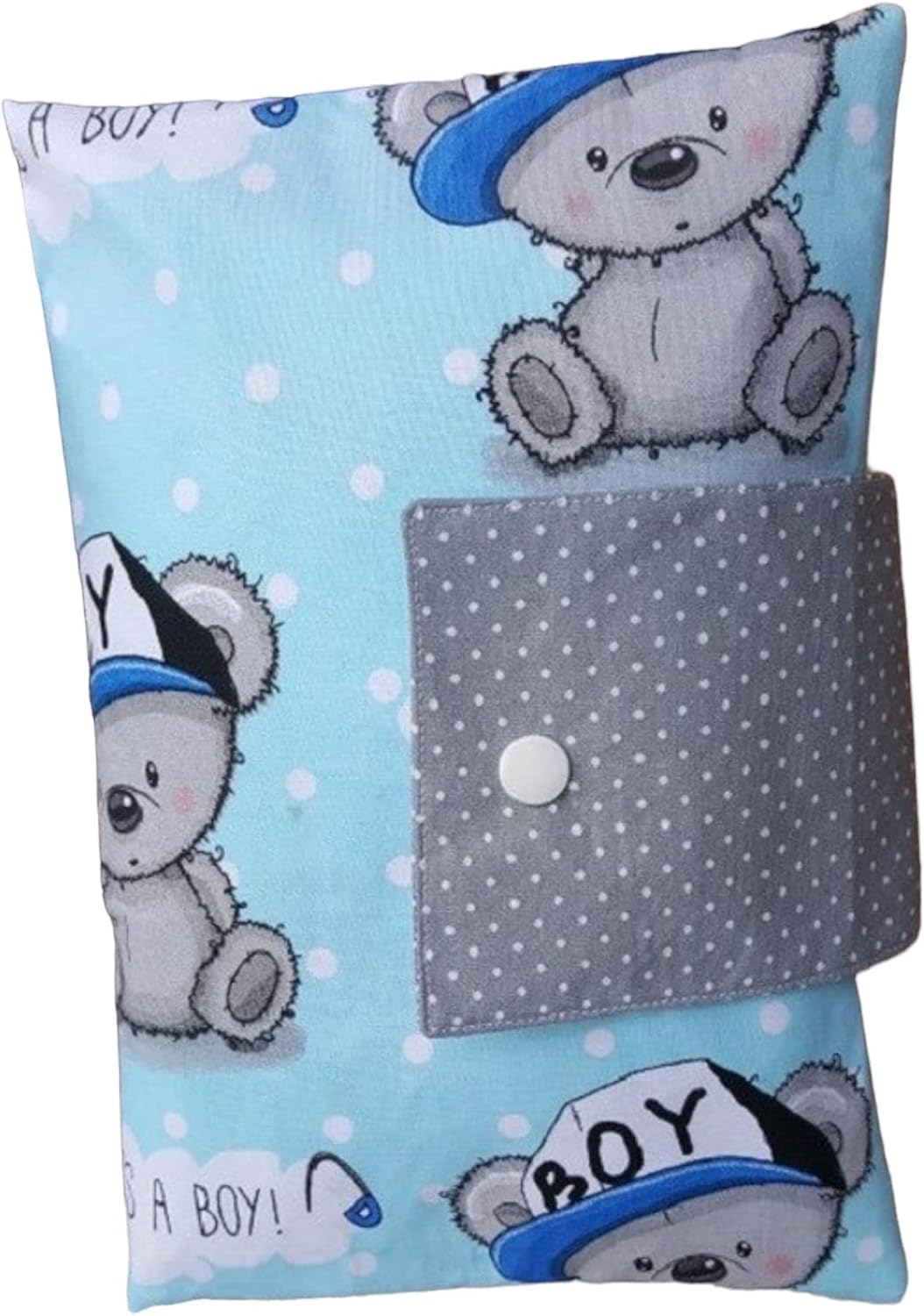 Set: Windeltasche und U-Heft-Hülle Teddy Bärchen blau grau Babygeschenk Geburt
