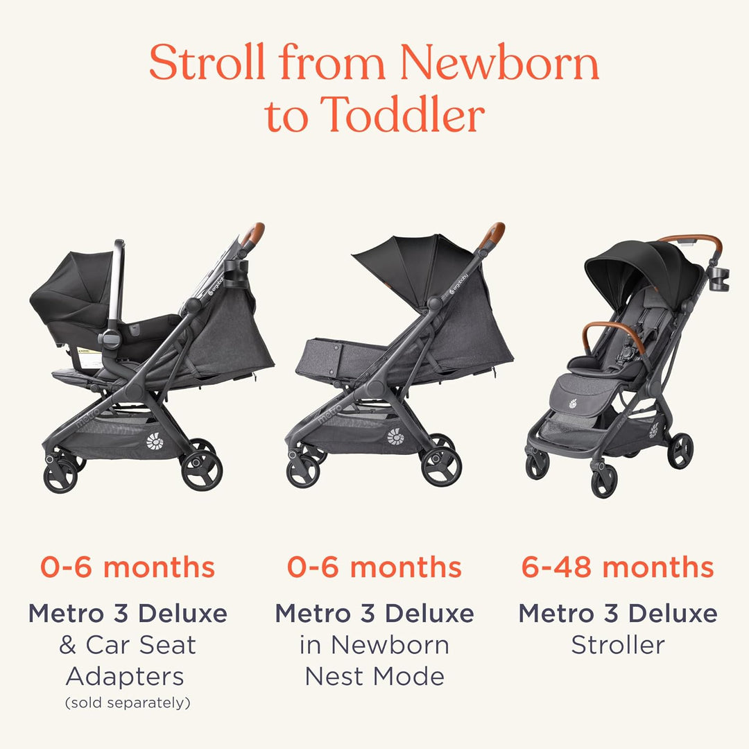 Ergobaby Metro3 Deluxe Kinderwagen Buggy mit Liegefunktion, Baby-Buggy ab Geburt bis 22kg (0-4 Jahre