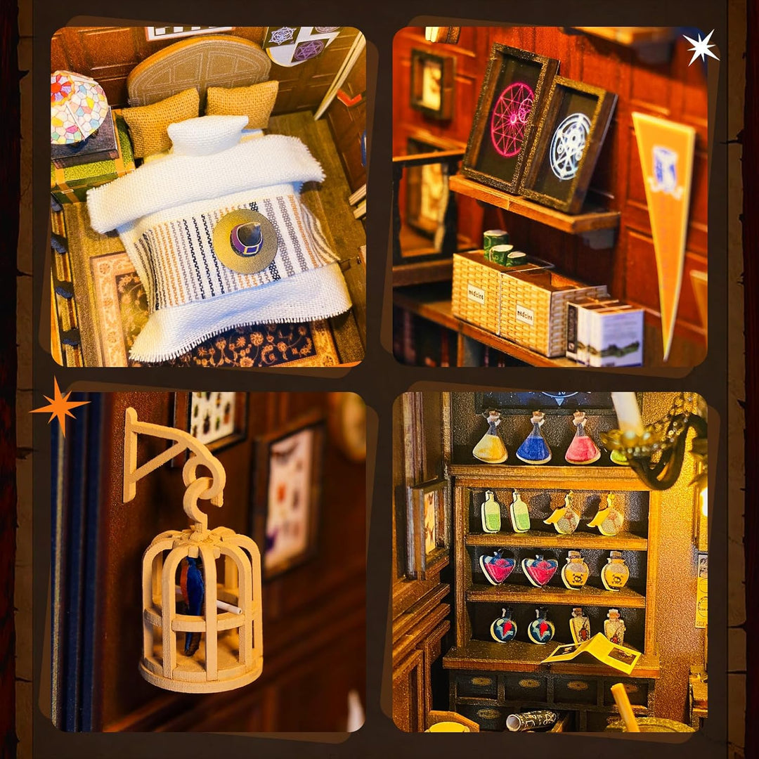 DIY Magical World Book Nook Kit & Dollhouse Craft Kits für Erwachsene DIY Miniature House mit Licht,