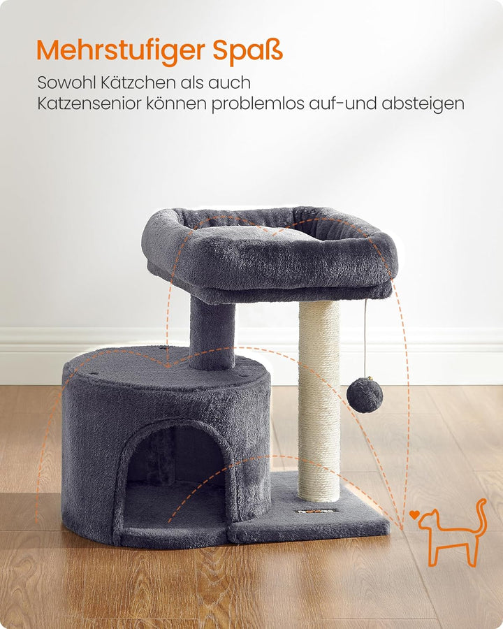 Feandrea Kratzbaum klein, Katzenbaum mit Sisalstamm, Katzenkratzbaum mit gepolsterter Plattforme, fü