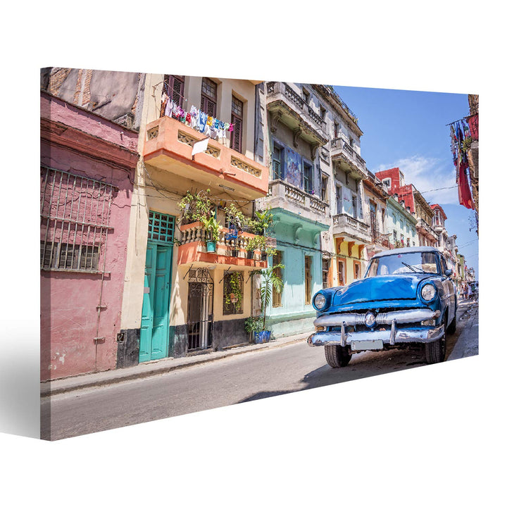 Bild Bilder auf Leinwand Klassisches amerikanisches Oldtimer-Auto in Havanna, Kuba. Wandbild, Poster