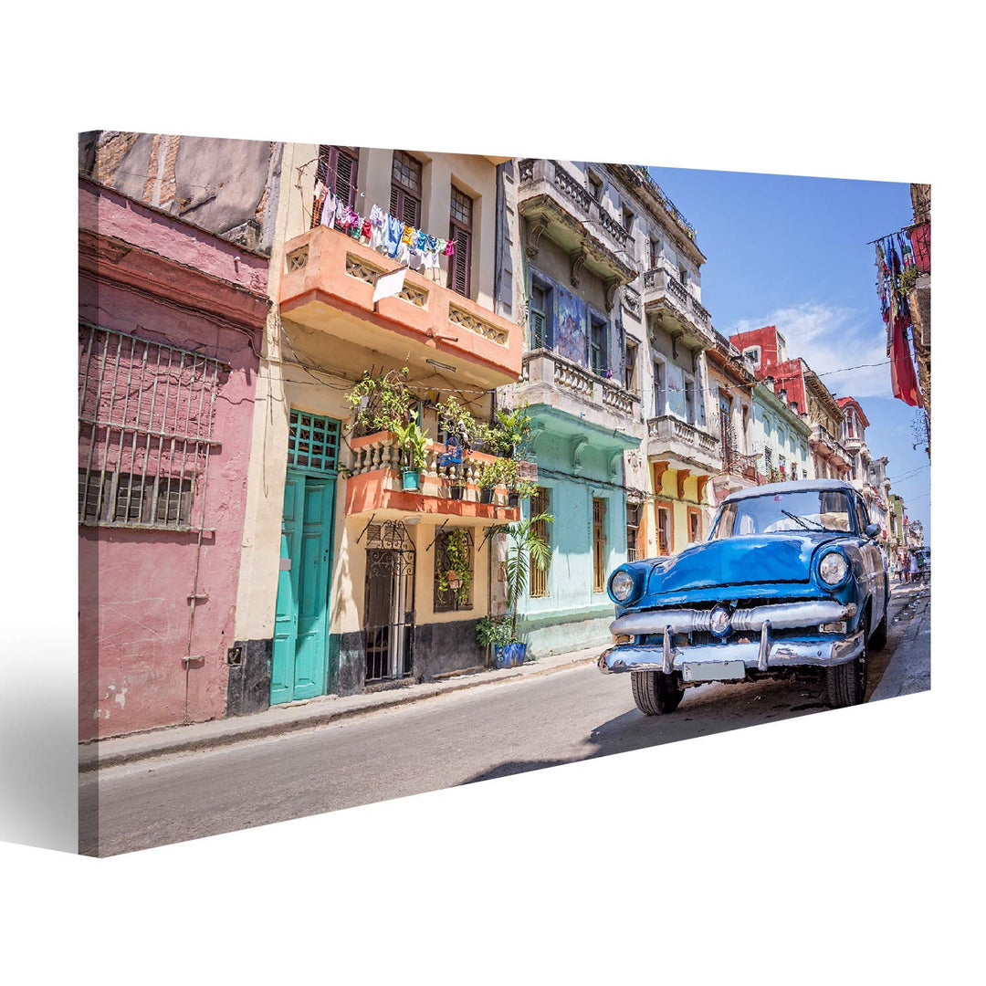 bilderfelix® Bild auf Leinwand Klassisches amerikanisches Oldtimer-Auto in Havanna, Kuba. Wandbild,